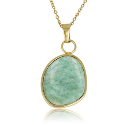 Gouden Ketting met Amazonite Hanger - Unieke Edelsteen