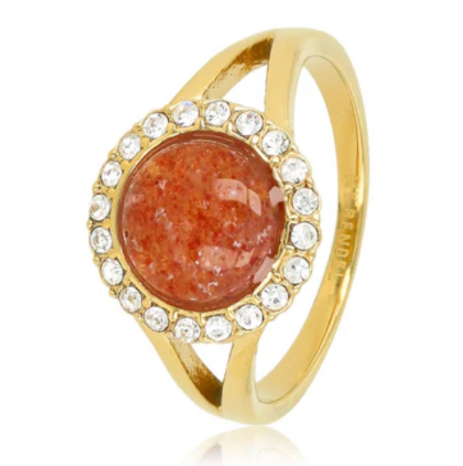 Berry Quartz Ring – Goudkleurig & Sprankelend