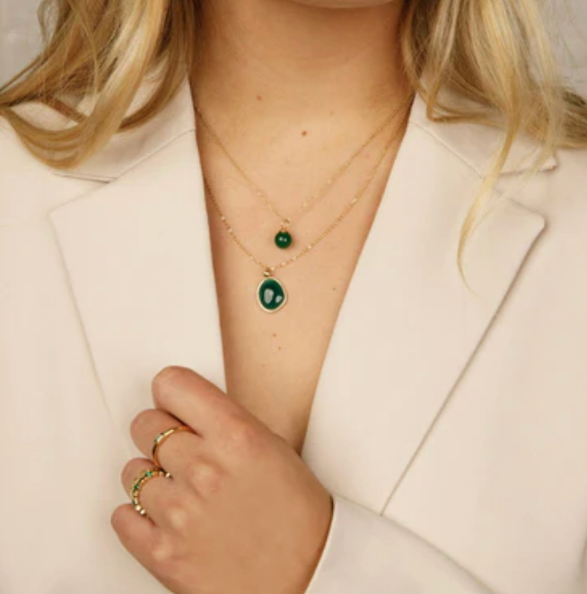 Gouden Ketting met Amazonite Hanger - Unieke Edelsteen